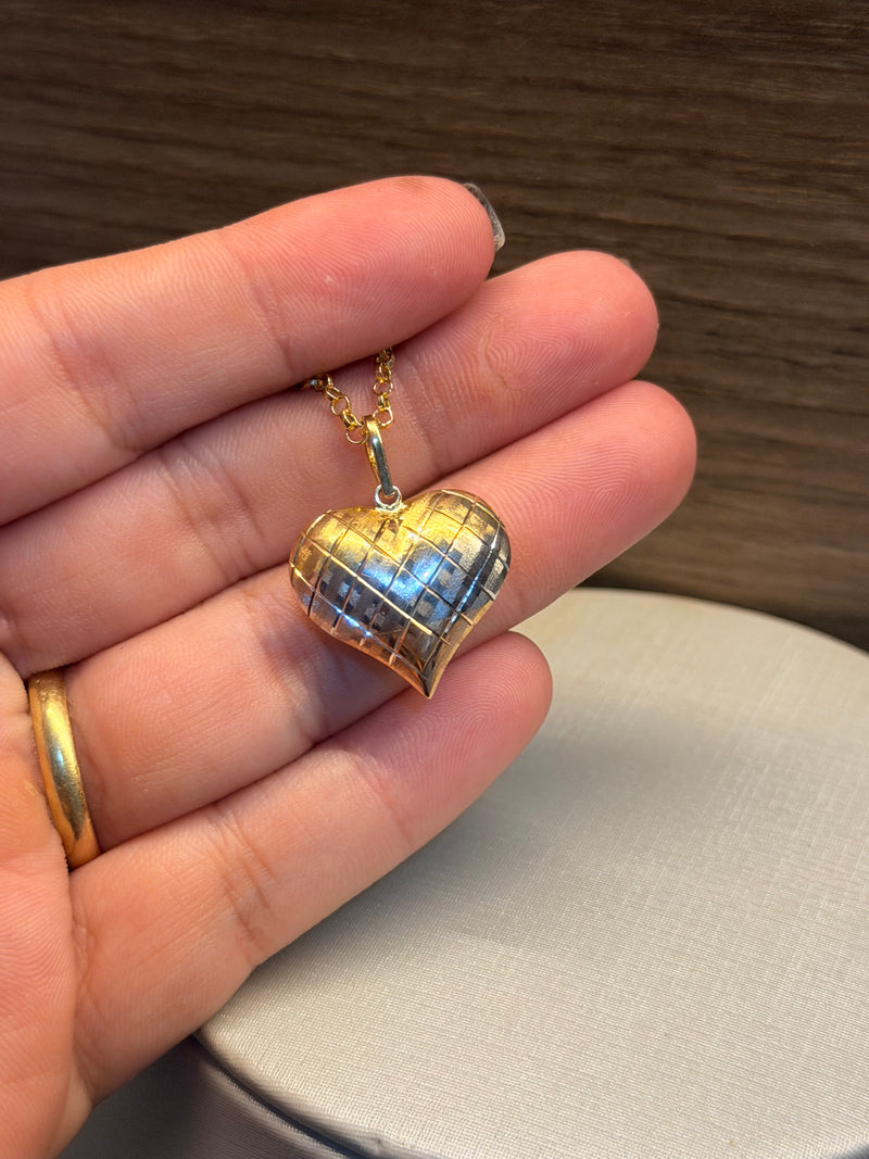 Pingente Coração Abaulado Diamantado