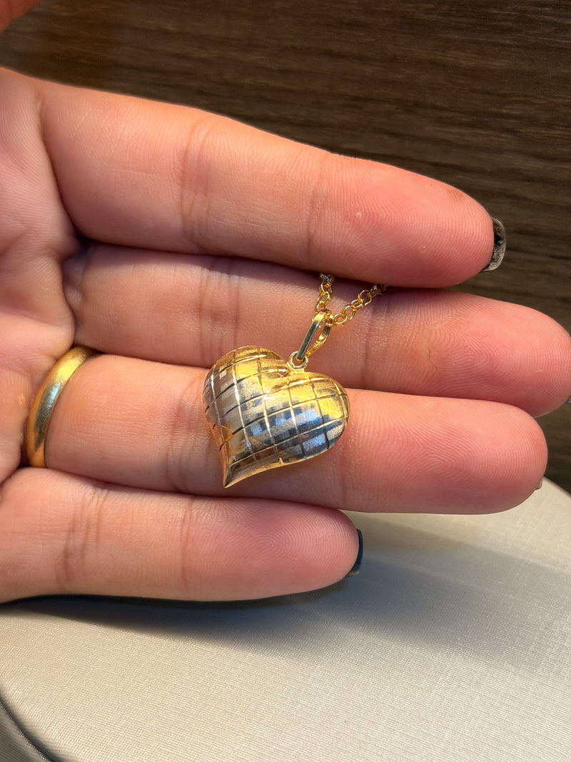 Pingente Coração Abaulado Diamantado